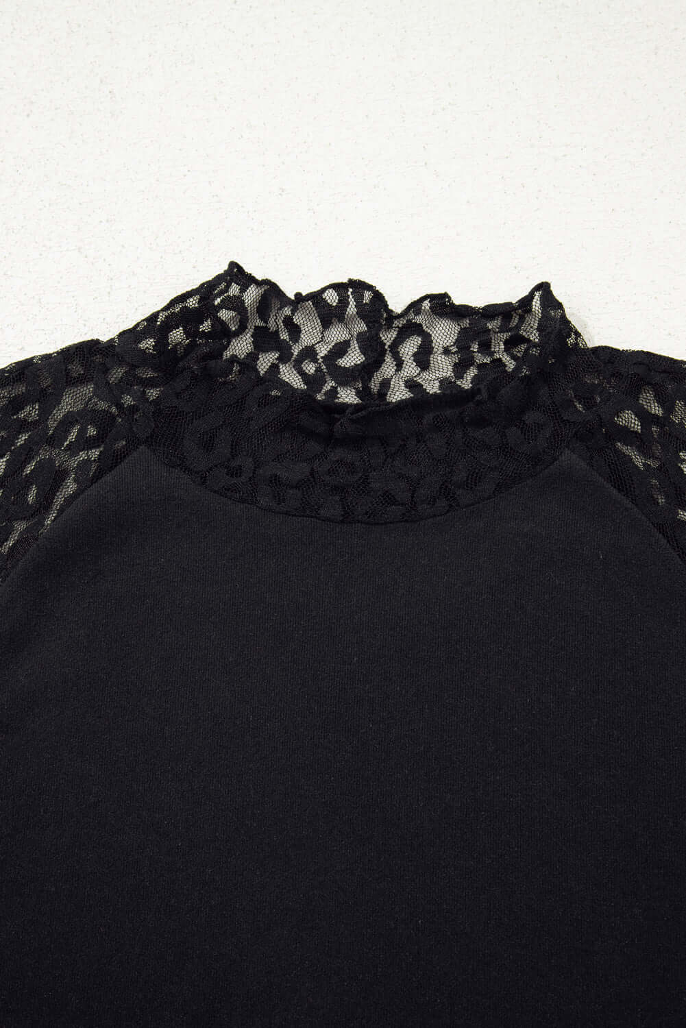 Black Leopard Mesh Patchwork Knit Long Sleeve Top