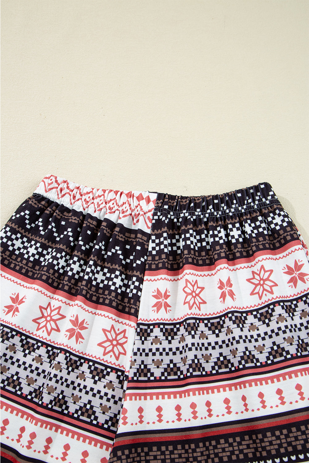Black Retro Christmas Pattern Loose Pullover 2pcs Lounge Pant Set