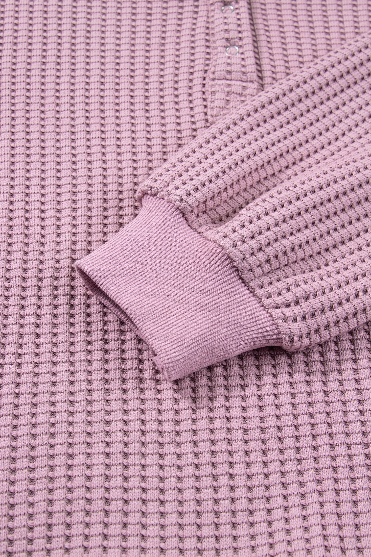 Light Pink Solid Color Textured Snap Button Collared Baggy Top