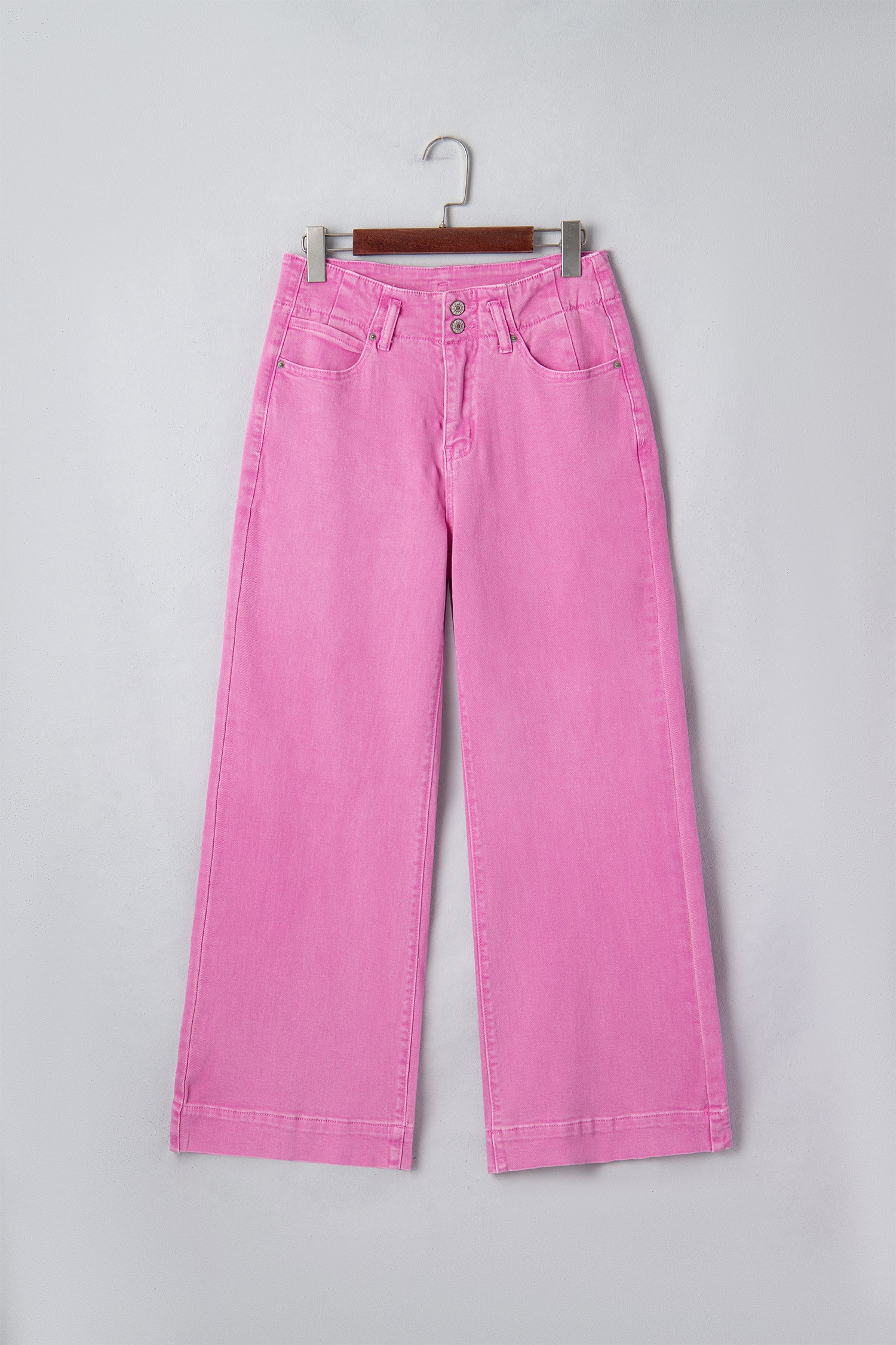 Mist Green 2-Button High Waist Flared Bottom Jeans