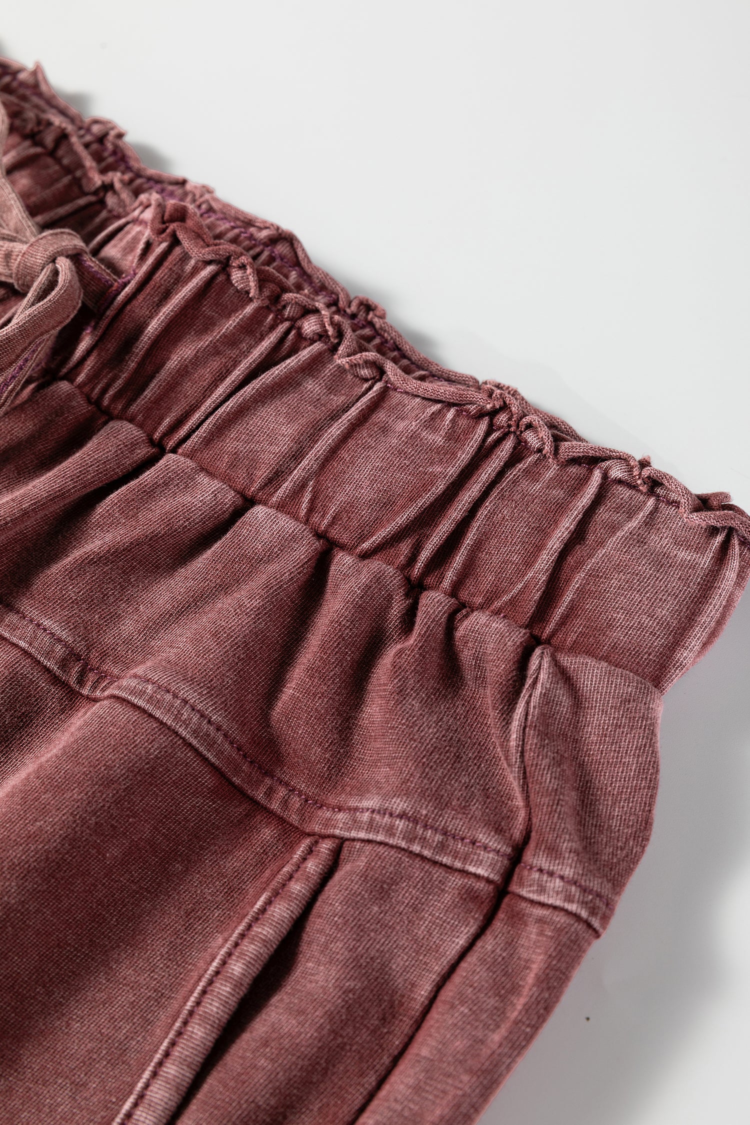 Wild Ginger Mineral Wash Lace-up High Waist Raw Hem Patched Pocket Pants