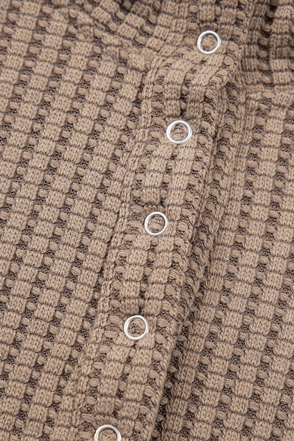 Light Pink Solid Color Textured Snap Button Collared Baggy Top