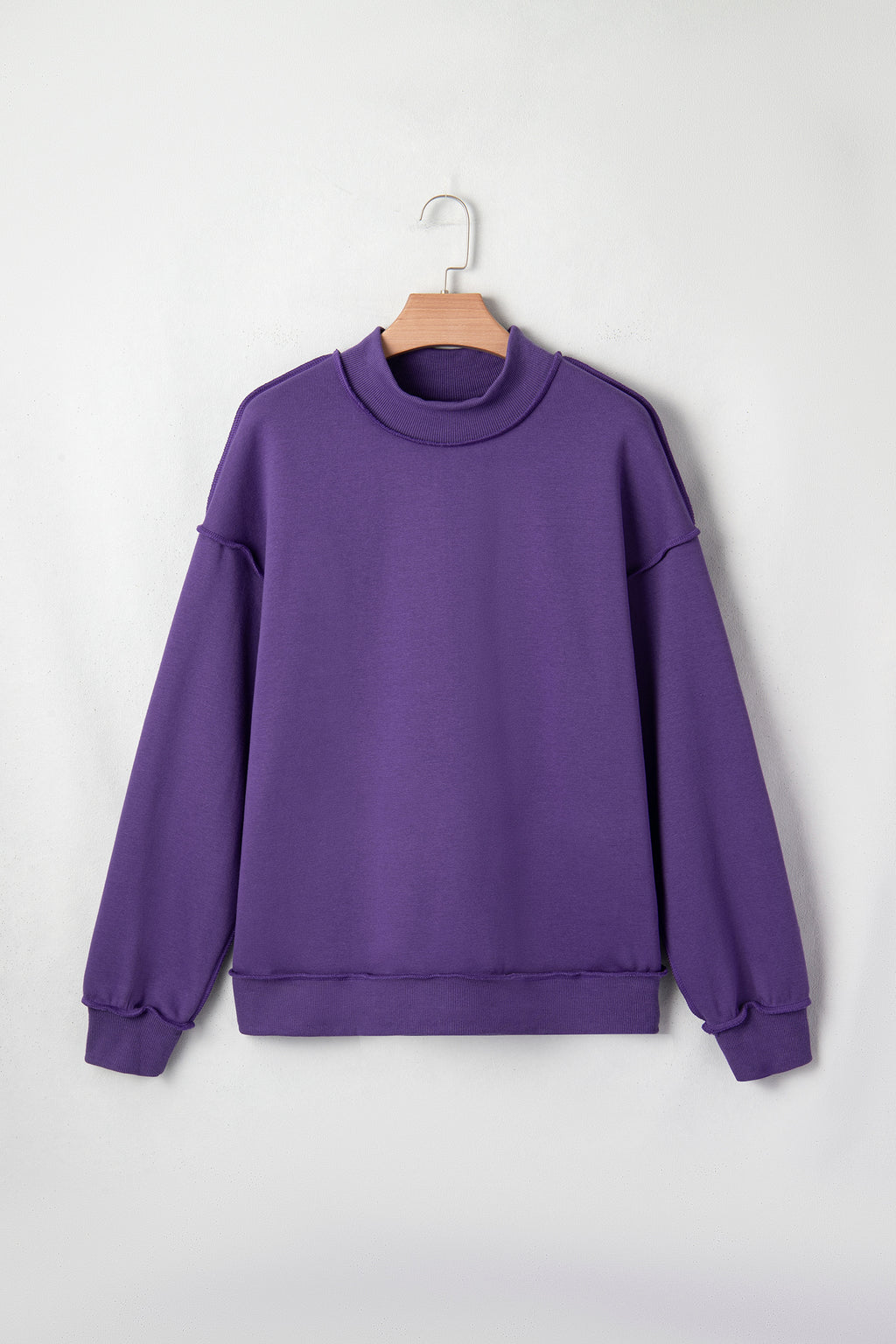 Apricot Oversize Drop Shoulder Reversible Mock Neck Sweatshirt