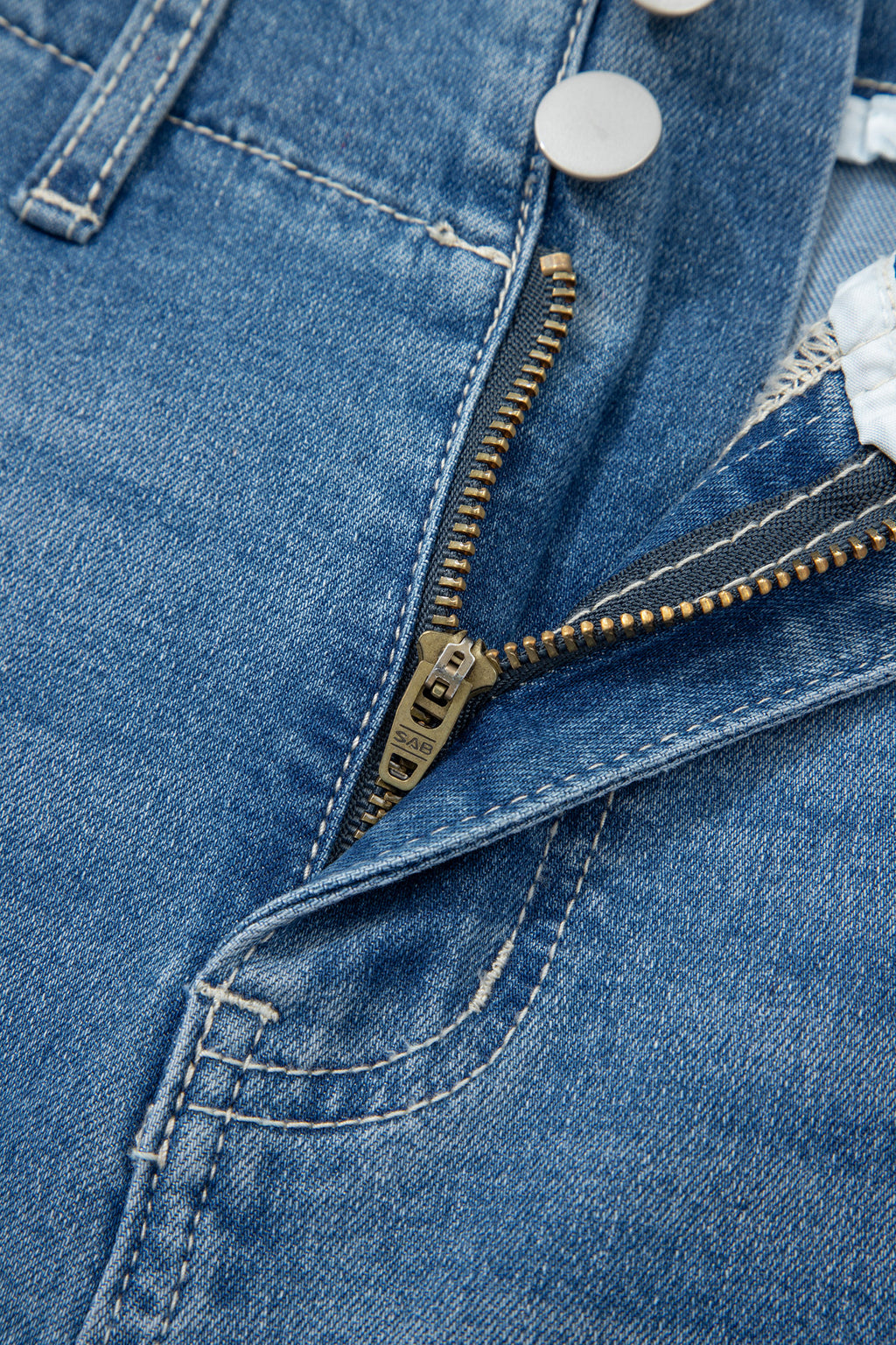 Sky Blue Medium Wash Cuffed Barrel Jeans