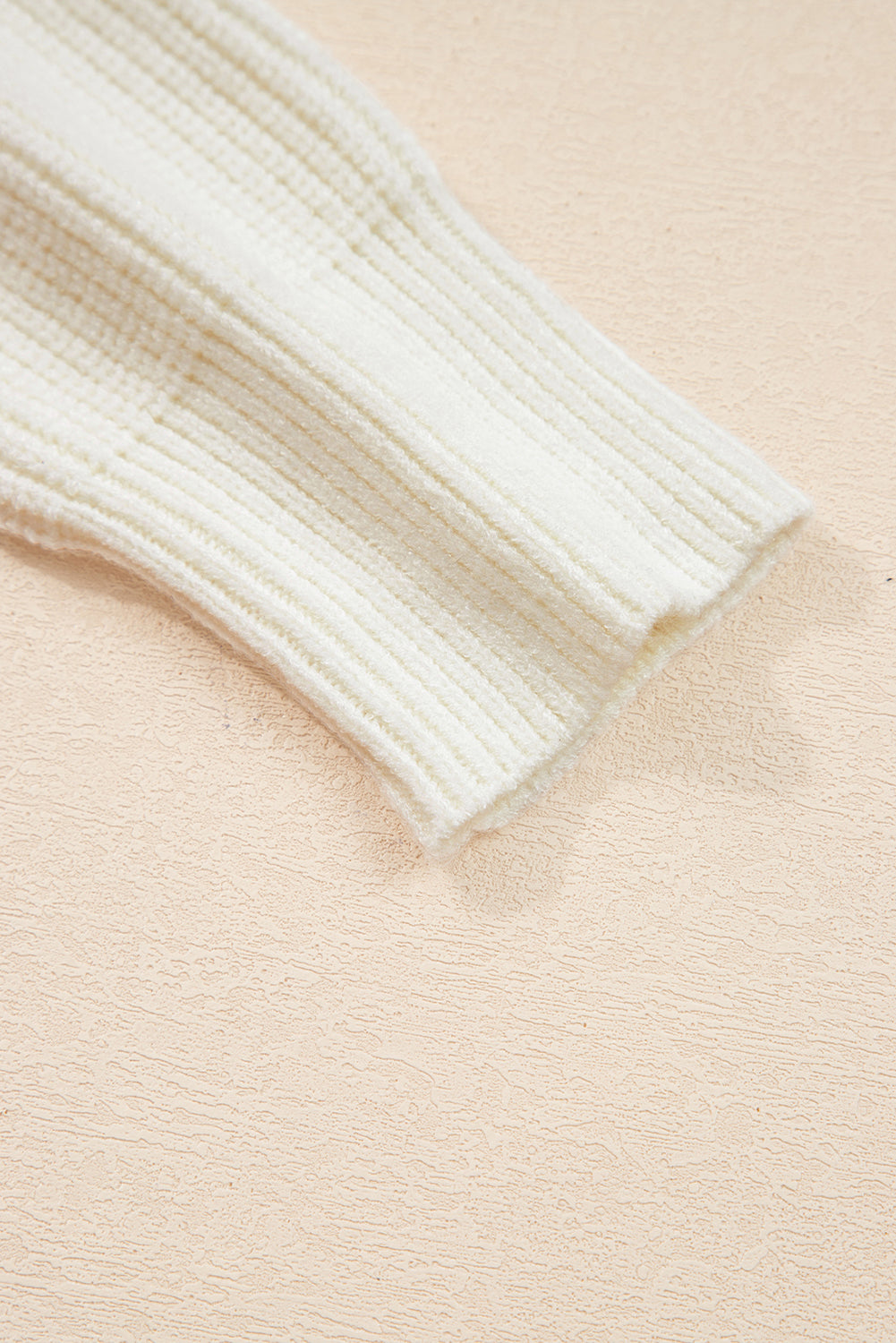 Beige Pumpkin Embroidered Ribbed Thanksgiving Halloween Holiday Sweater