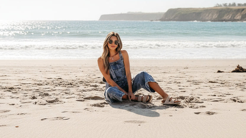 Stone Blue Distressed Bib Pocket Wide Leg Denim Overall