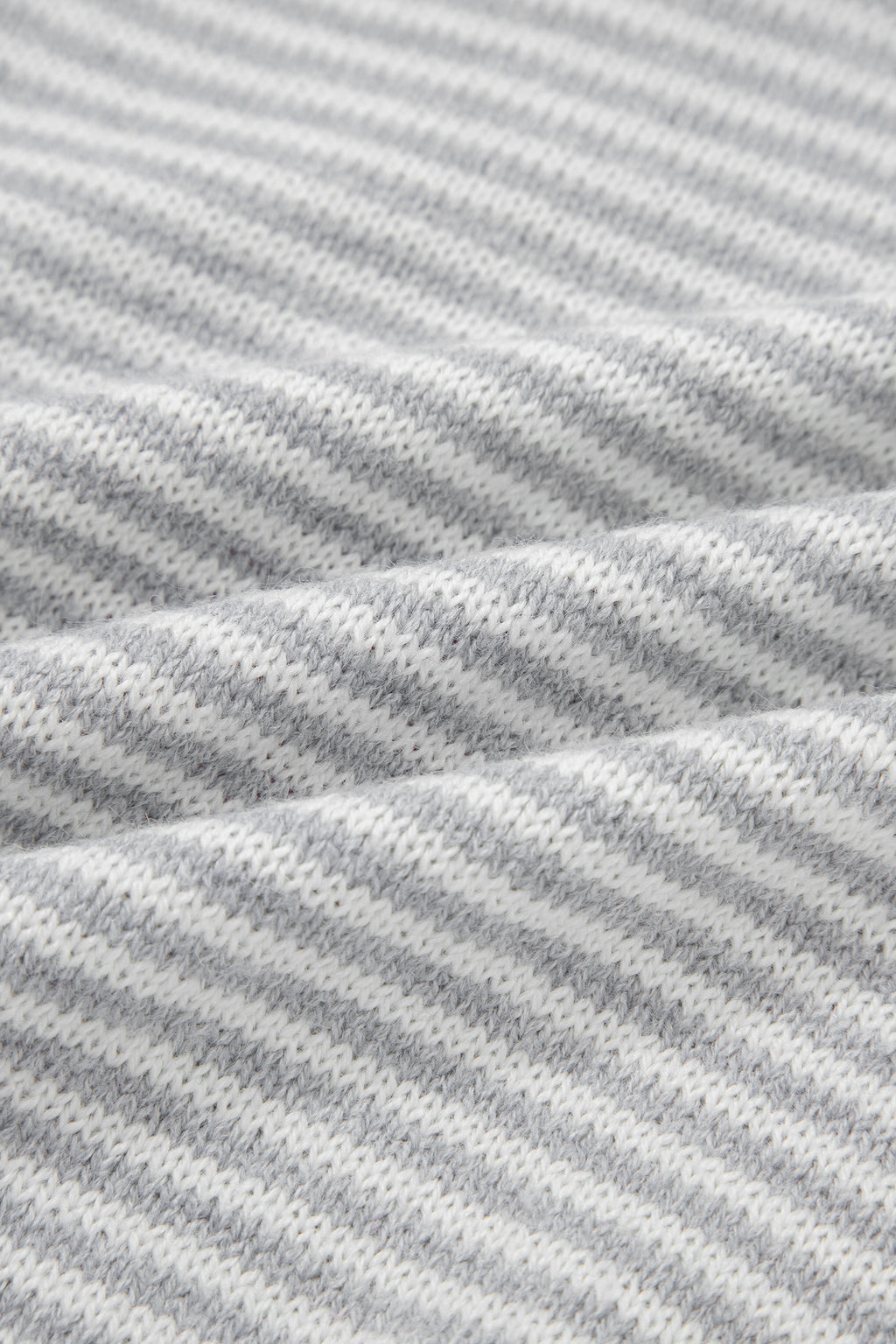 Gray Stripe Contrast Heart Pattern Valentine Knit Sweater