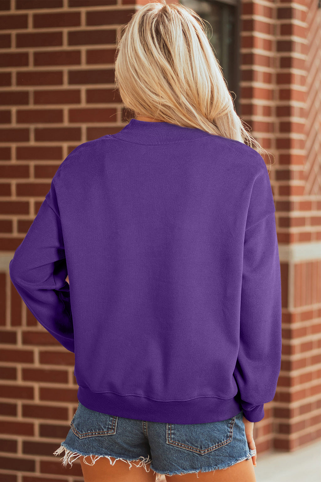 Gray Solid Color Oversized Mock Neck Sweatshirt