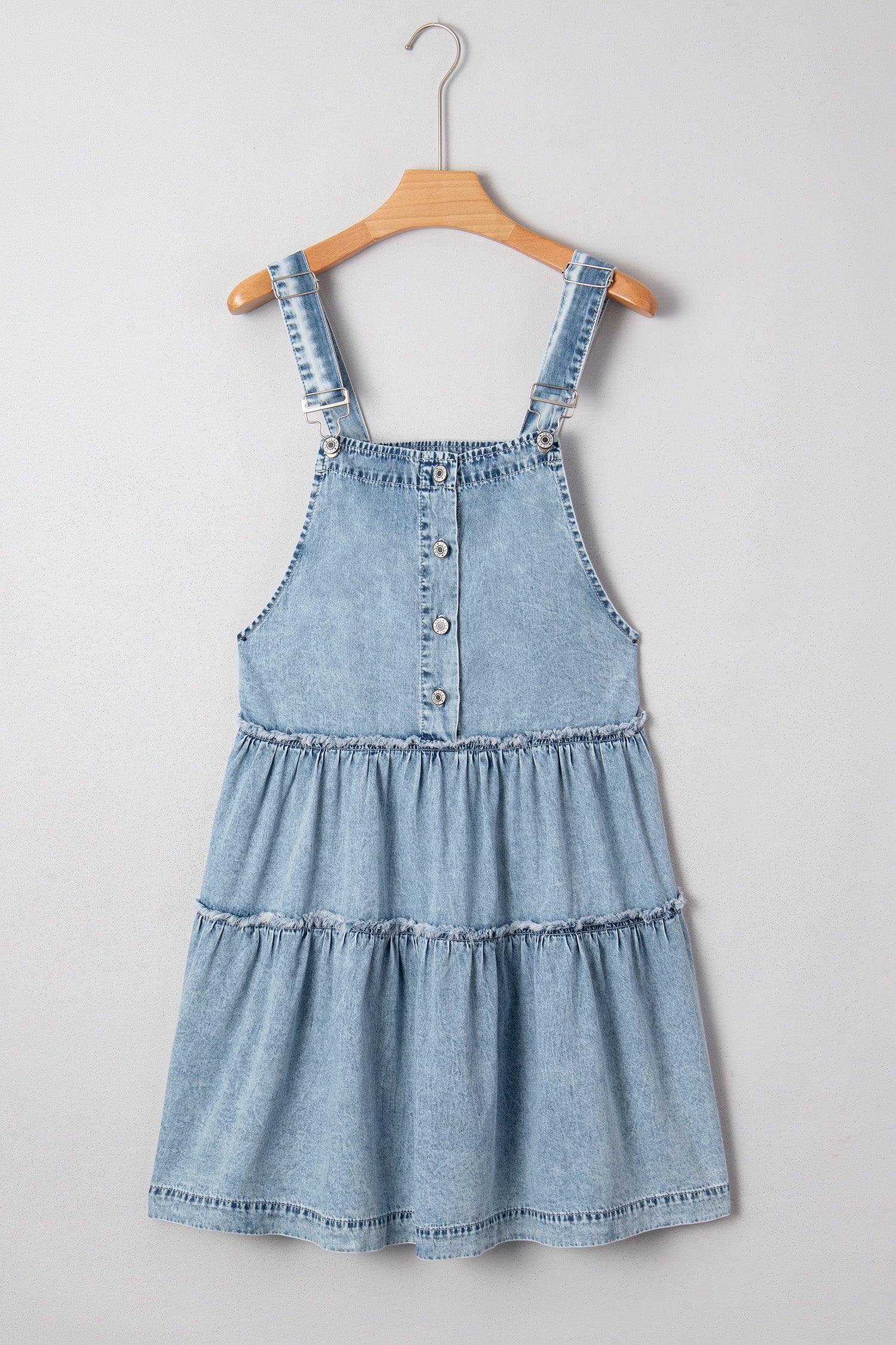 Dusk Blue Light Wash Tiered Flowy Overall Denim Dress