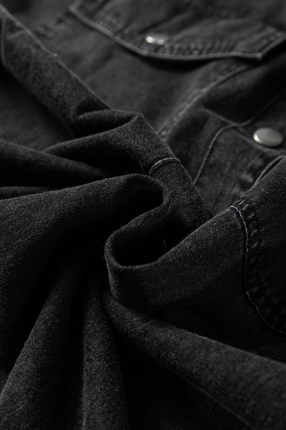 Medium Grey Beau Chest Pocket Raw Hem Denim Loose Shirt Dress