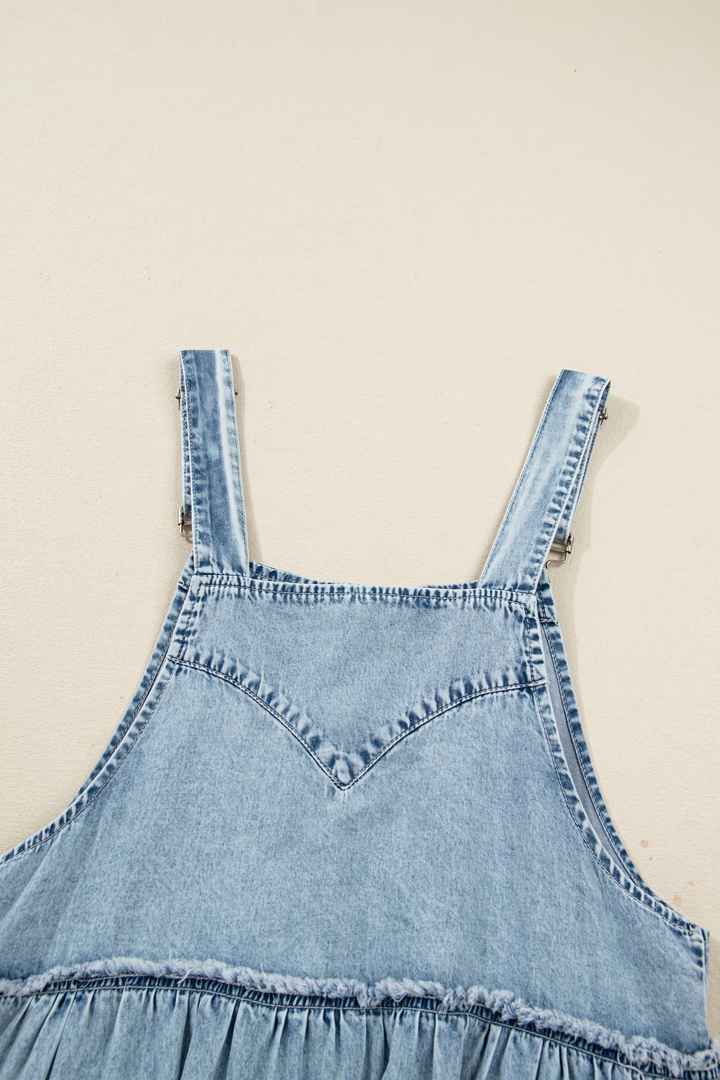 Dusk Blue Light Wash Tiered Flowy Overall Denim Dress