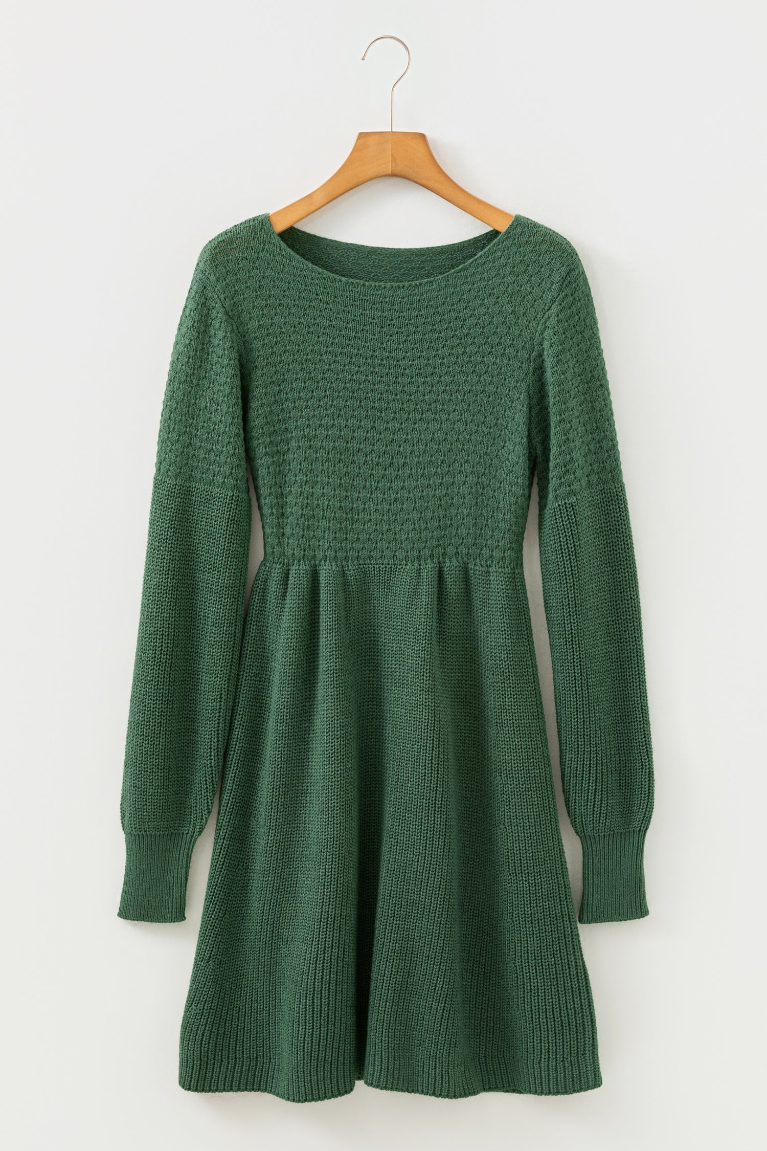 empire waist sweater dress Mist Green Solid Lantern Sleeve Empire Waist Short Sweater Dress Mist Green / L / 60%Cotton+40%Acrylic by Blue Zone Planet