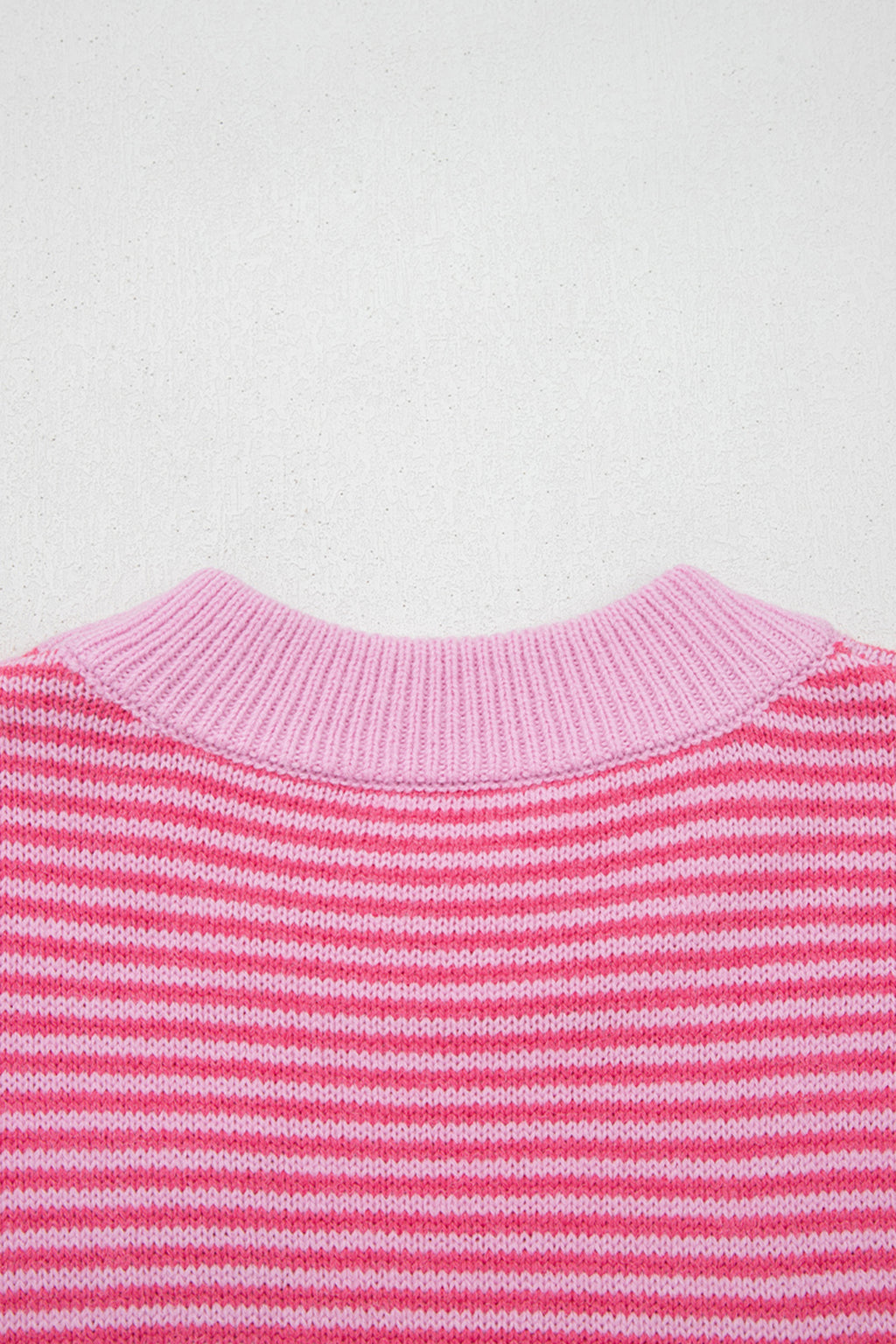 Gray Stripe Contrast Heart Pattern Valentine Knit Sweater
