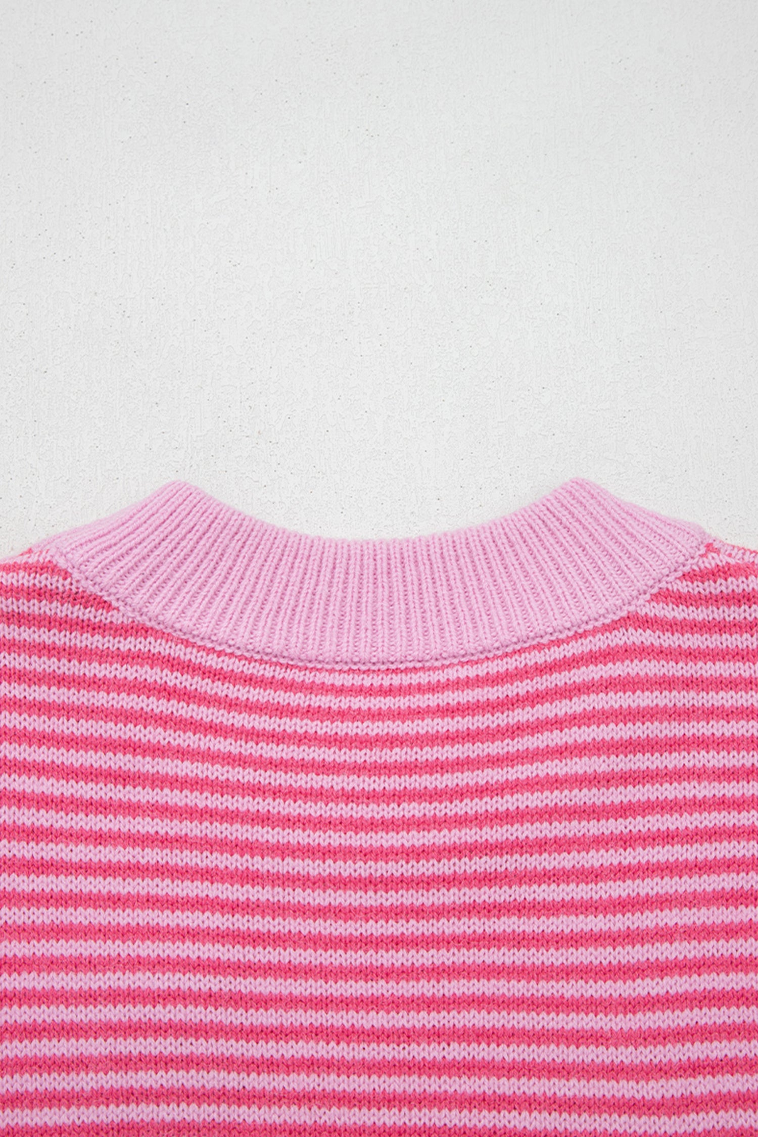 Gray Stripe Contrast Heart Pattern Valentine Knit Sweater