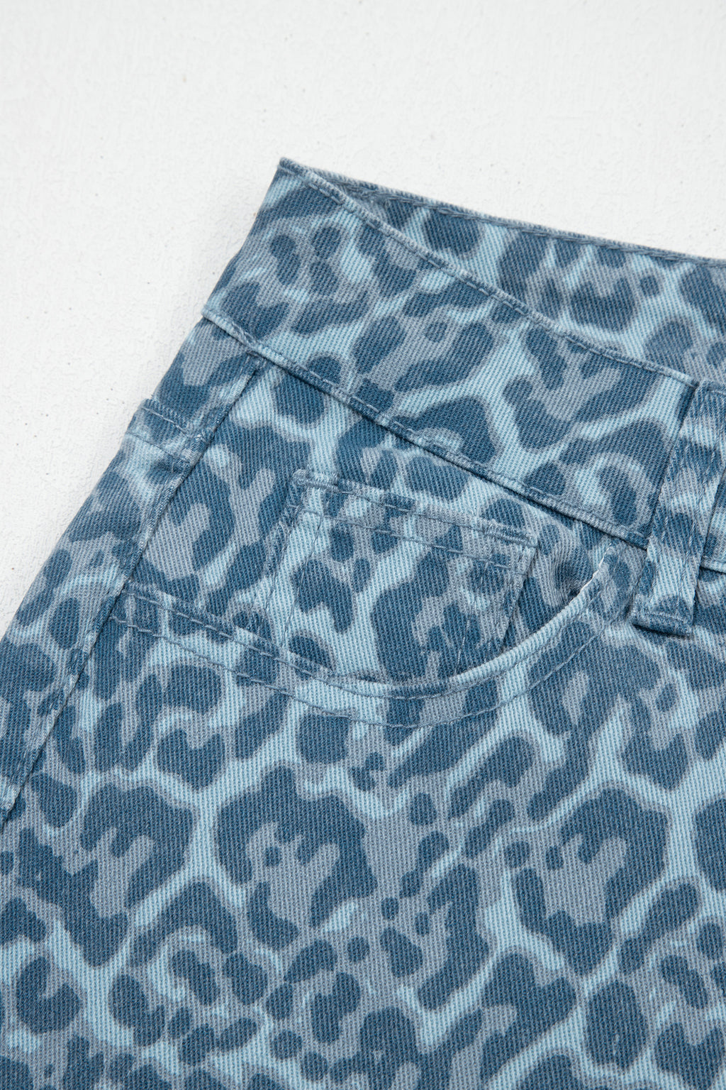 Gray Leopard Frayed Edge Wide Leg High Waist Jeans