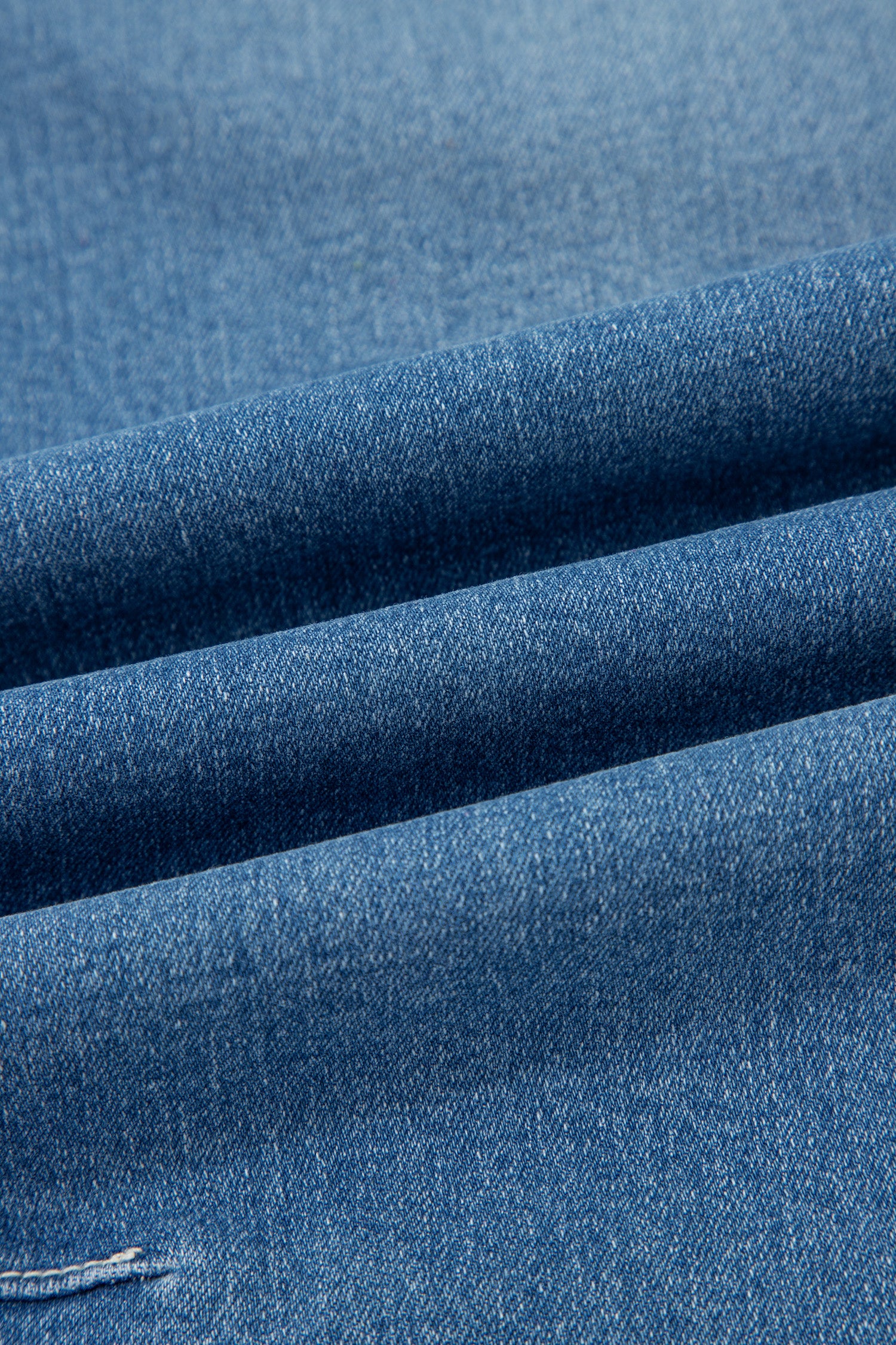 Sky Blue Medium Wash Cuffed Barrel Jeans