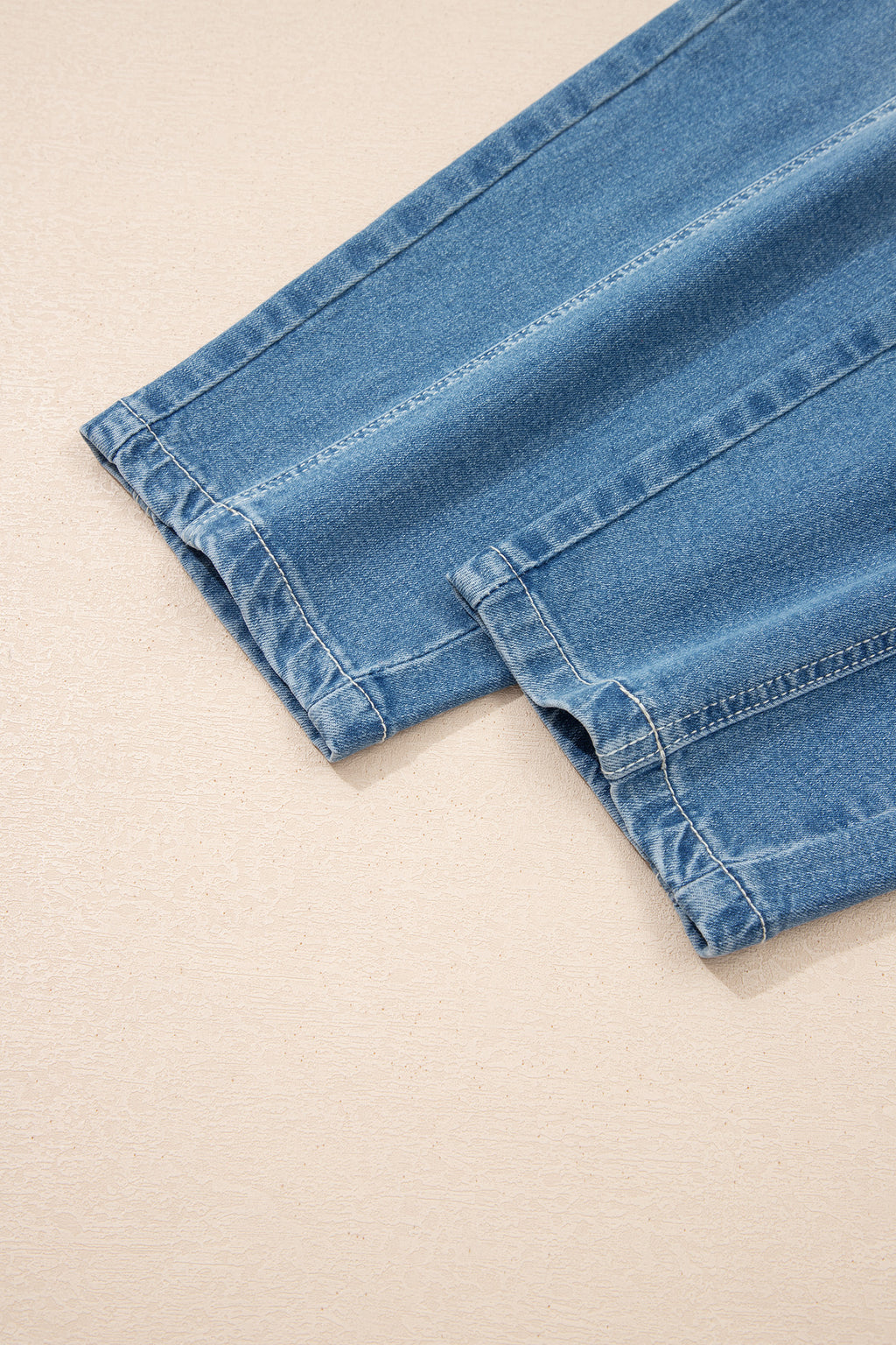 Sky Blue Medium Wash Cuffed Barrel Jeans